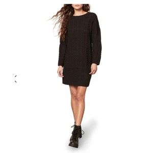 BB DAKOTA Miss Mood Long Sleeve Sweater Dress Black Women Small Acrylic Wool